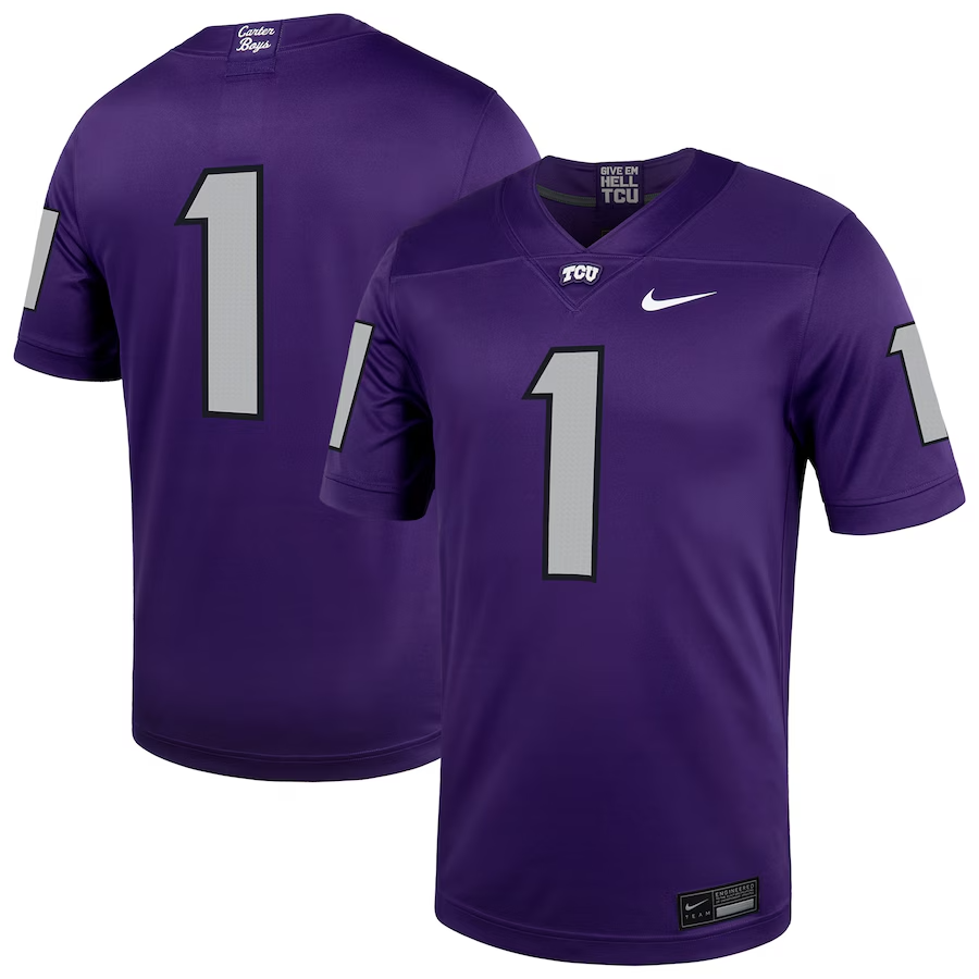 1 TCU Horned Frogs Nike Untouchable Football Jersey – Purple – DFW