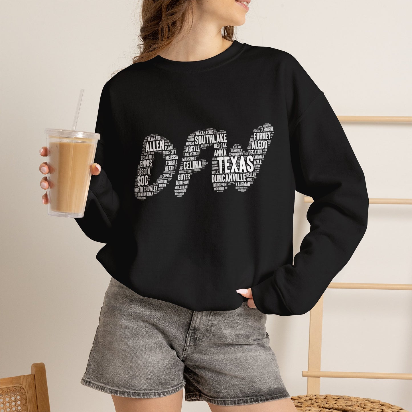 DFW Word Art Sweatshirt | Dallas Fort Worth Local Pride Crewneck