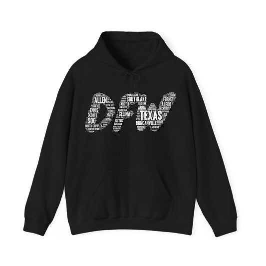 DFW Word Art Hoodie | Dallas Fort Worth Local Pride Sweatshirt