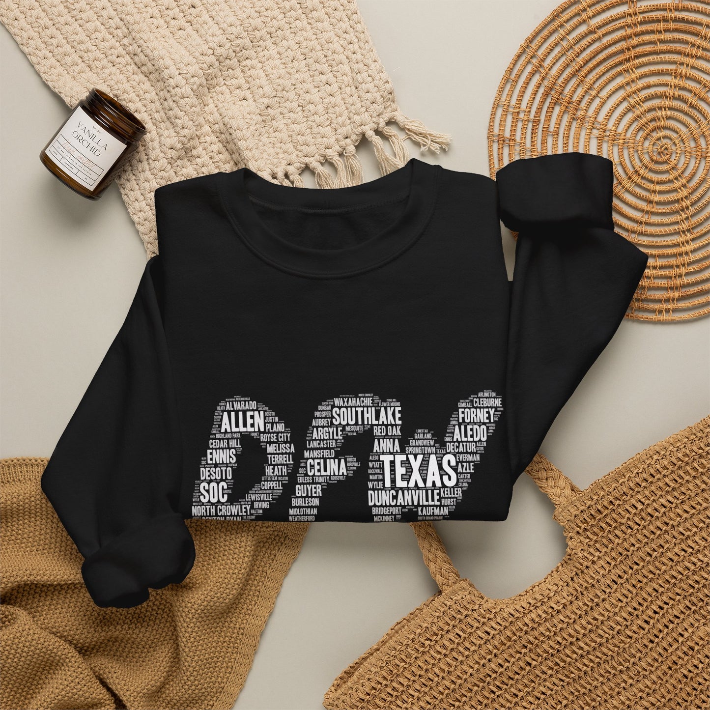 DFW Word Art Sweatshirt | Dallas Fort Worth Local Pride Crewneck