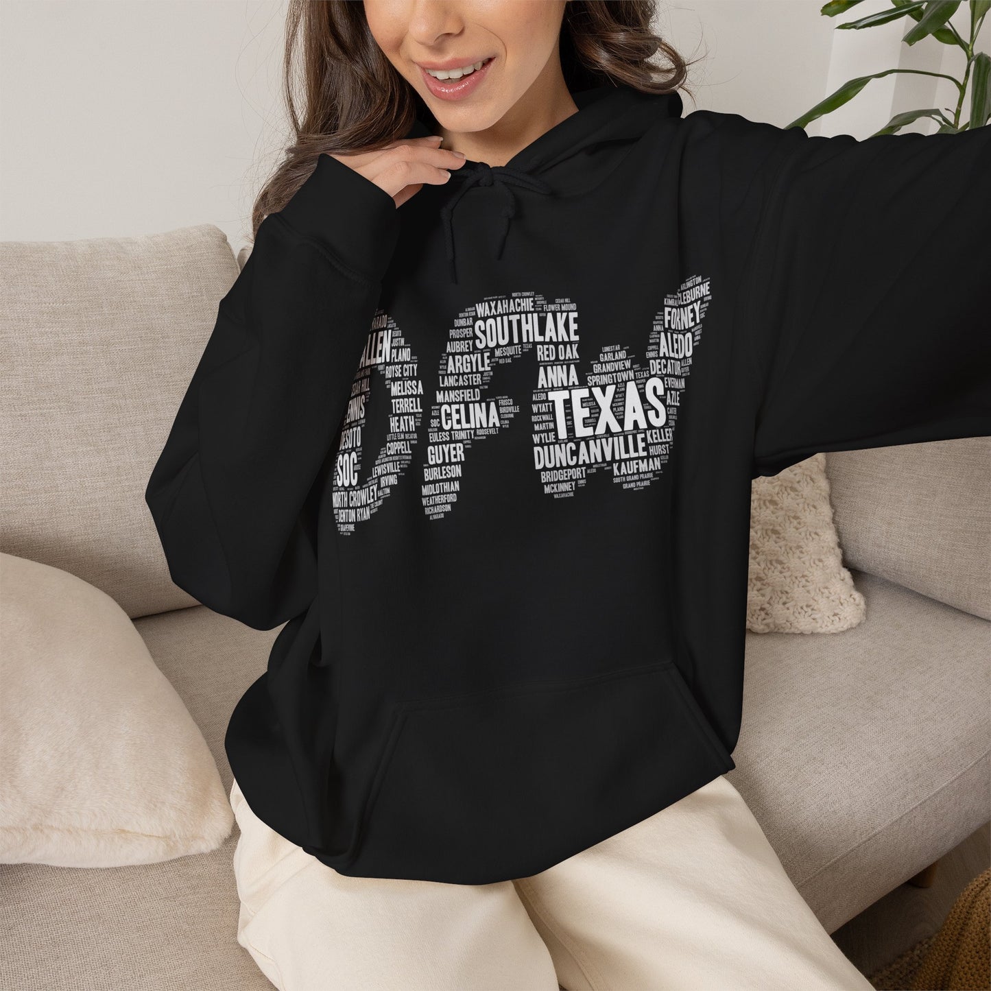 DFW Word Art Hoodie | Dallas Fort Worth Local Pride Sweatshirt