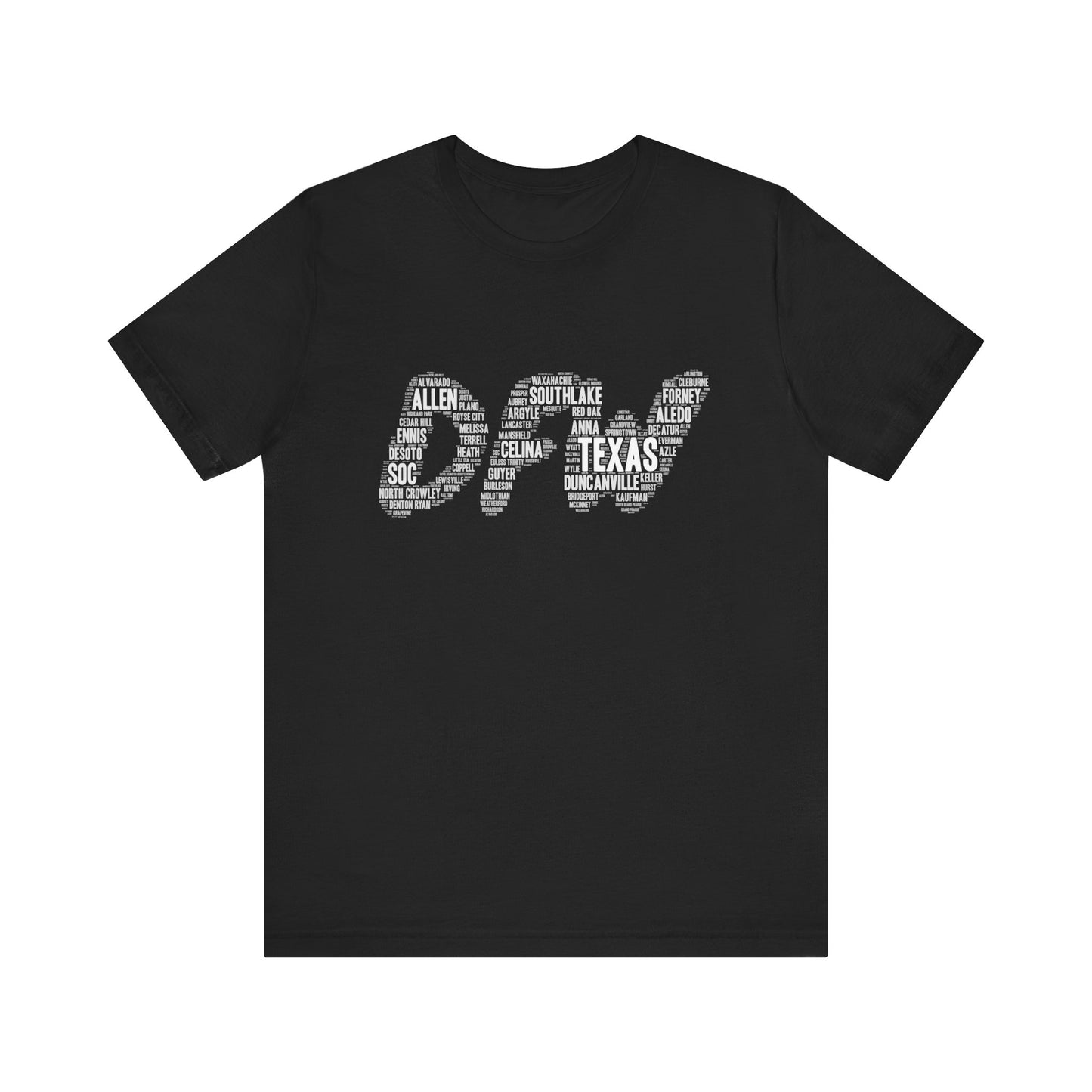 DFW Word Art Black T-Shirt