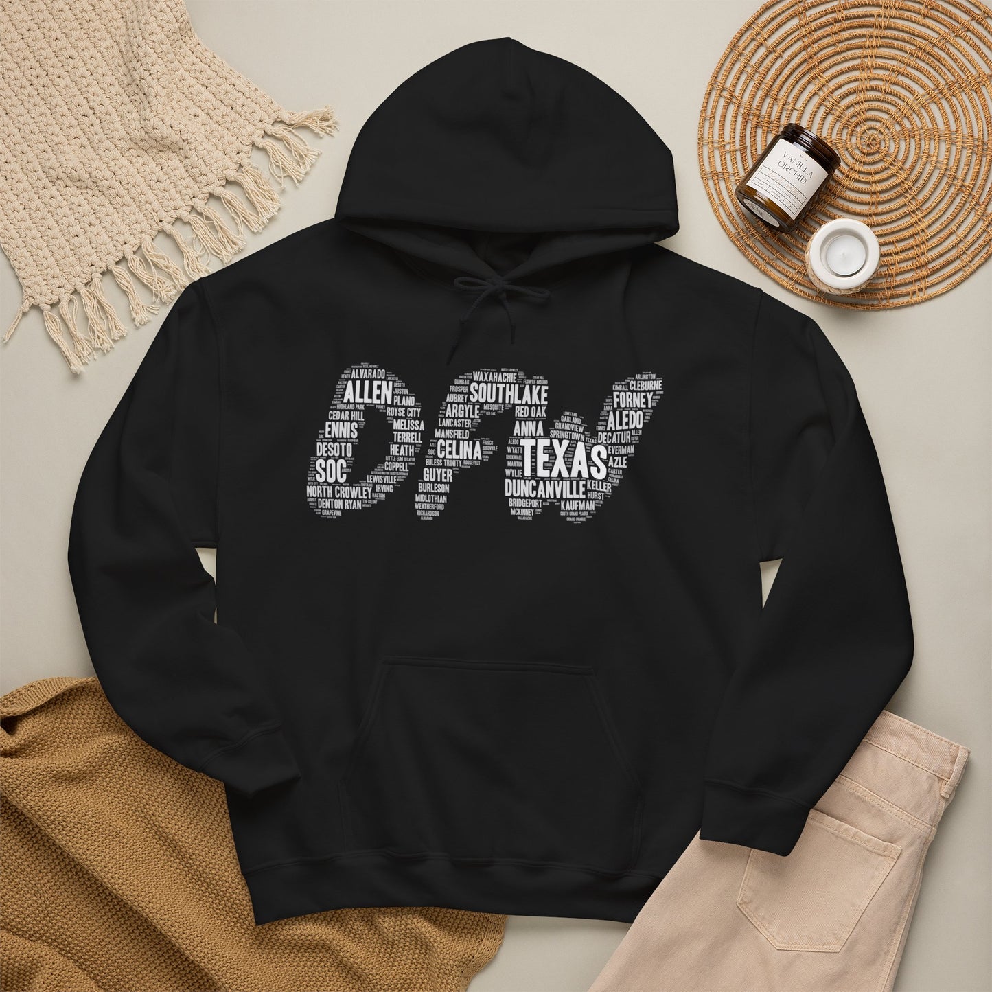 DFW Word Art Hoodie | Dallas Fort Worth Local Pride Sweatshirt