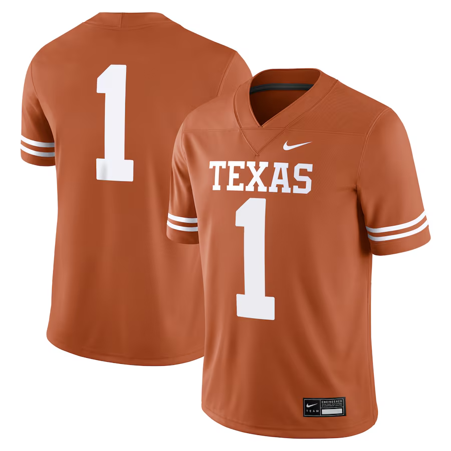 #1 Texas Longhorns Nike Game Jersey - Texas Orange